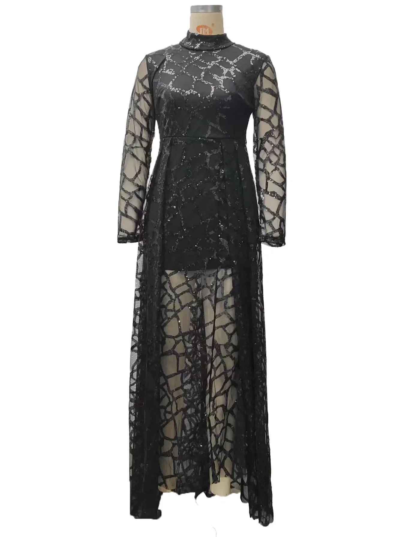 New Style Women's Clothing Dress Amazon Independent Station Long Sleeve Gold Sprinkling Long Dress Wedding Dress