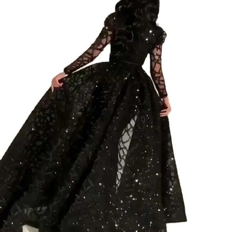 New Style Women's Clothing Dress Amazon Independent Station Long Sleeve Gold Sprinkling Long Dress Wedding Dress