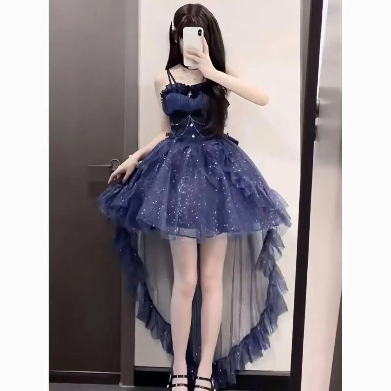 Pure Color Fairy Midi Dress Women White Elegant Evening Party Dress Beach 2026 New Casual Long Sleeve Fashion Dress Korean