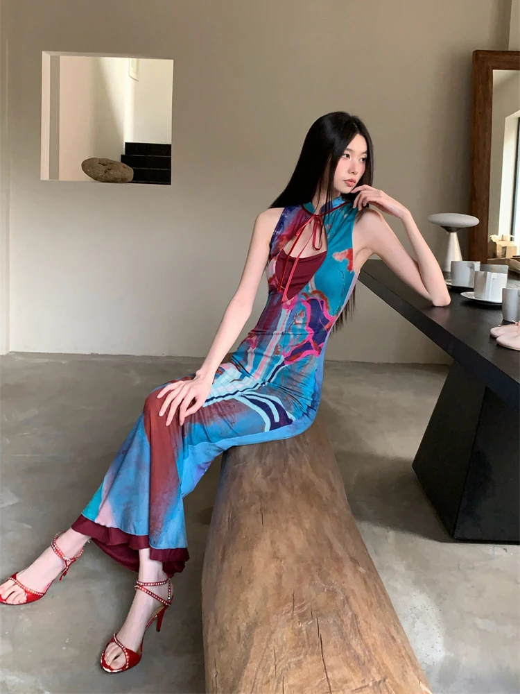 CHEERART Designer Floral Long Summer Dress Woman 2025 Party Evening Bodycon Tunics Sleeveless A Line Midi Dress Clothing