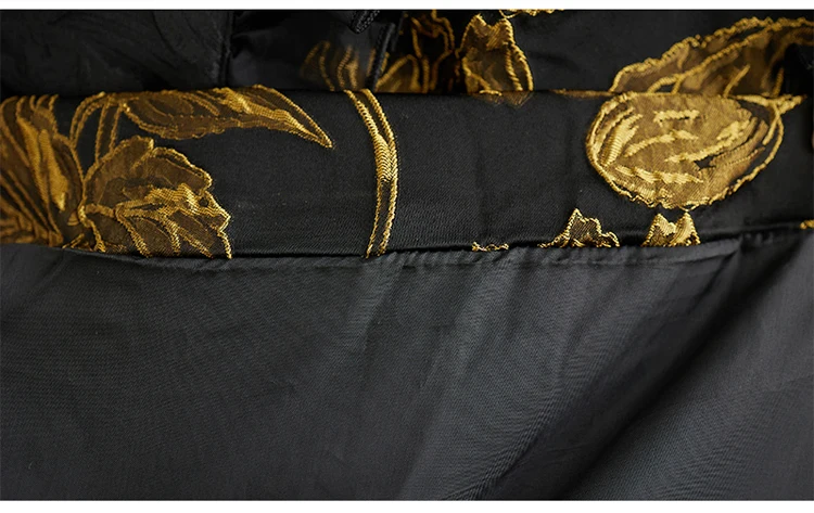 Gold Flowers Jacquard New Korean Style Woman Winter Loose Fit Chic Dress Big Size Turtleneck Girls Unique Casual Robe JJXD679