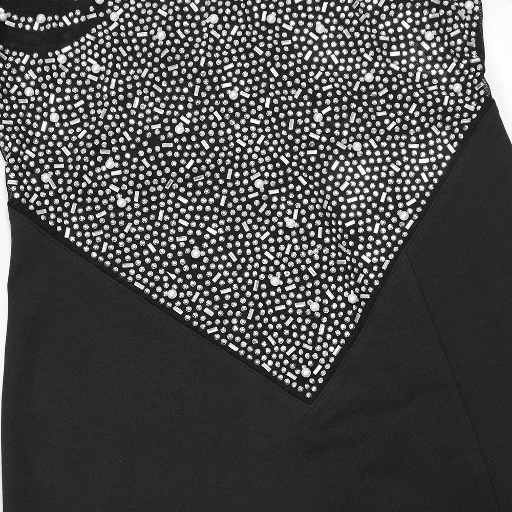 CM.YAYA Women Long Sleeve Diamonds Hot Rhinestones High Side Split Mermaid Midi Maxi Dress 2024 Even Sexy Party Dresses Vestidos