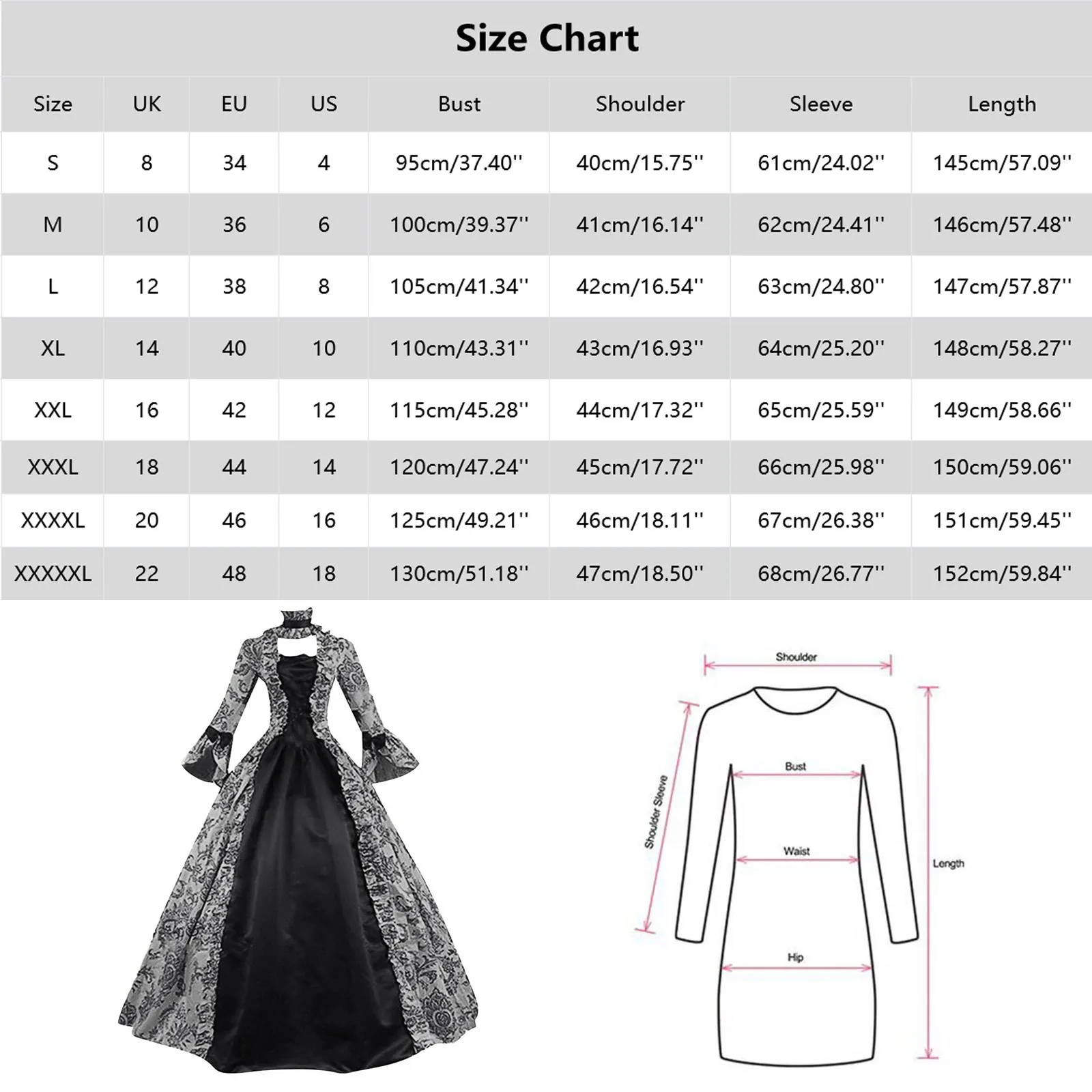 Women Lace-Up Medieval Dress Ruffles Bow Vintage Victorian Carnival Maxi Dress High Waist Floral Female Fairy Long Dress Vestido