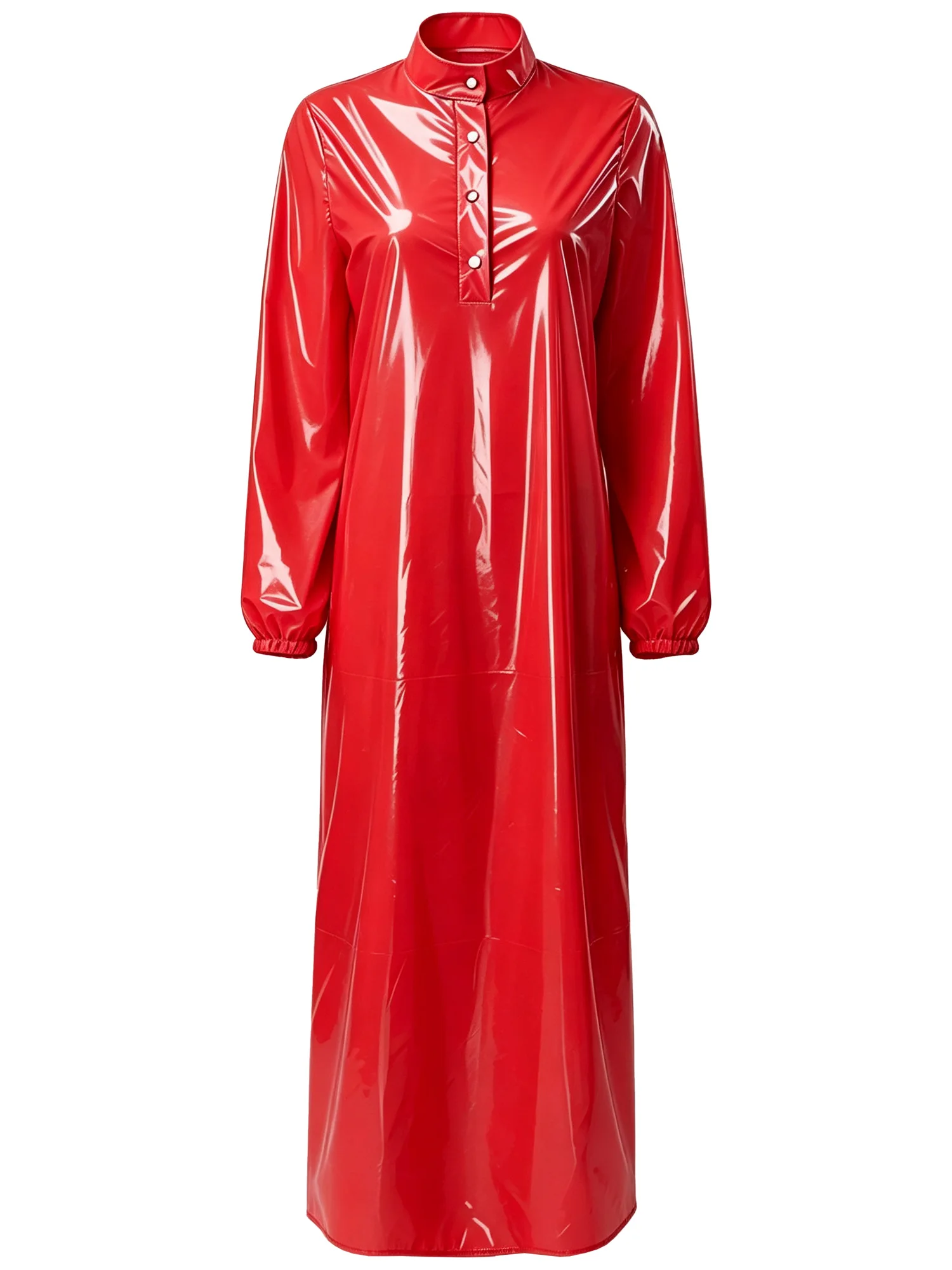 Women's Sexy Glossy Vinyl Metallic Dress Turtleneck Long Sleeve Shiny Clubwear for Rave Party Music Festival Night Out