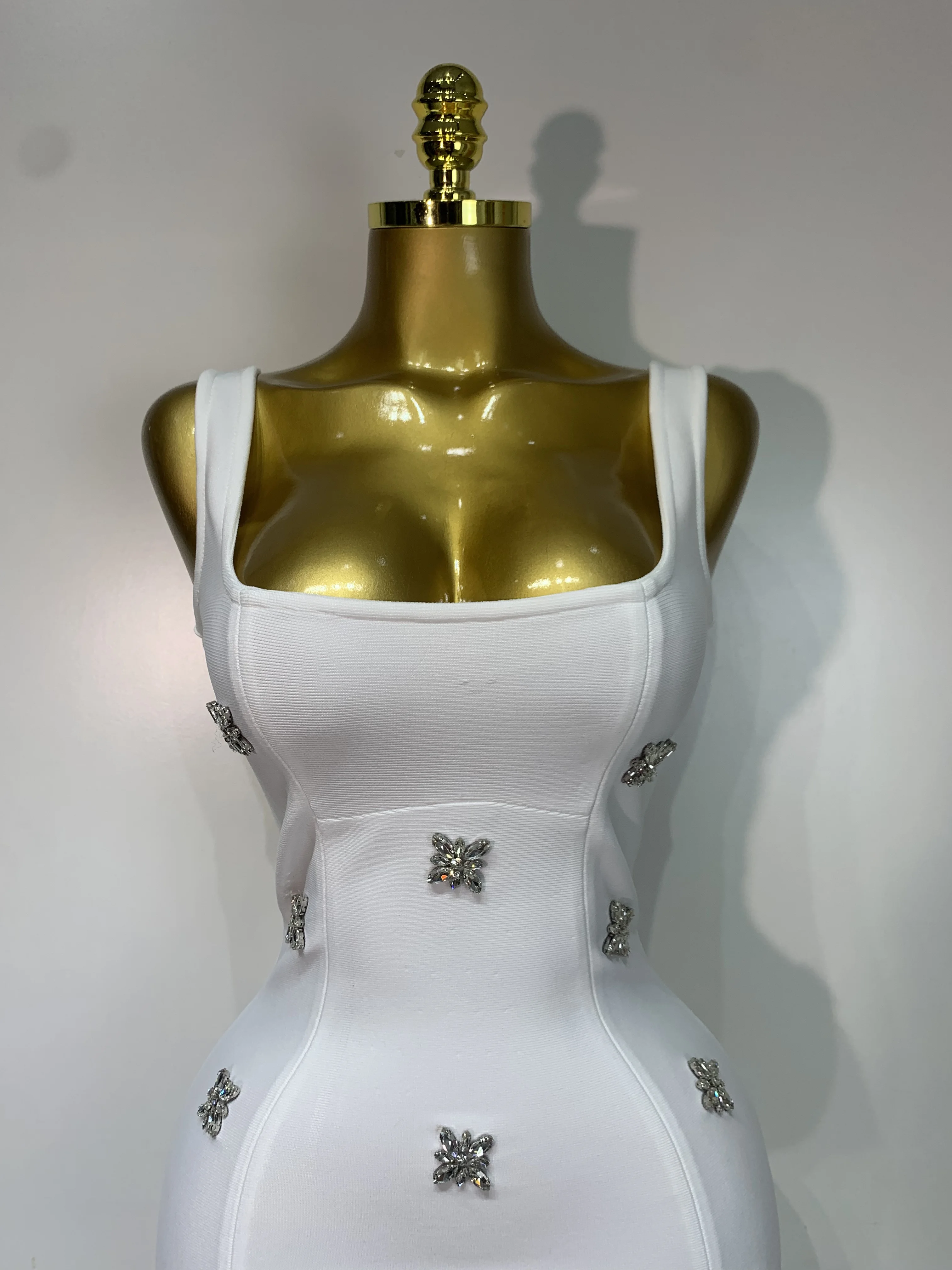 Women Sexy Square Collar Sparkly Rhinestone Bodycon Mini Bandage Dress Celebrate Evening Party Elegant Luxury Birthday Dress