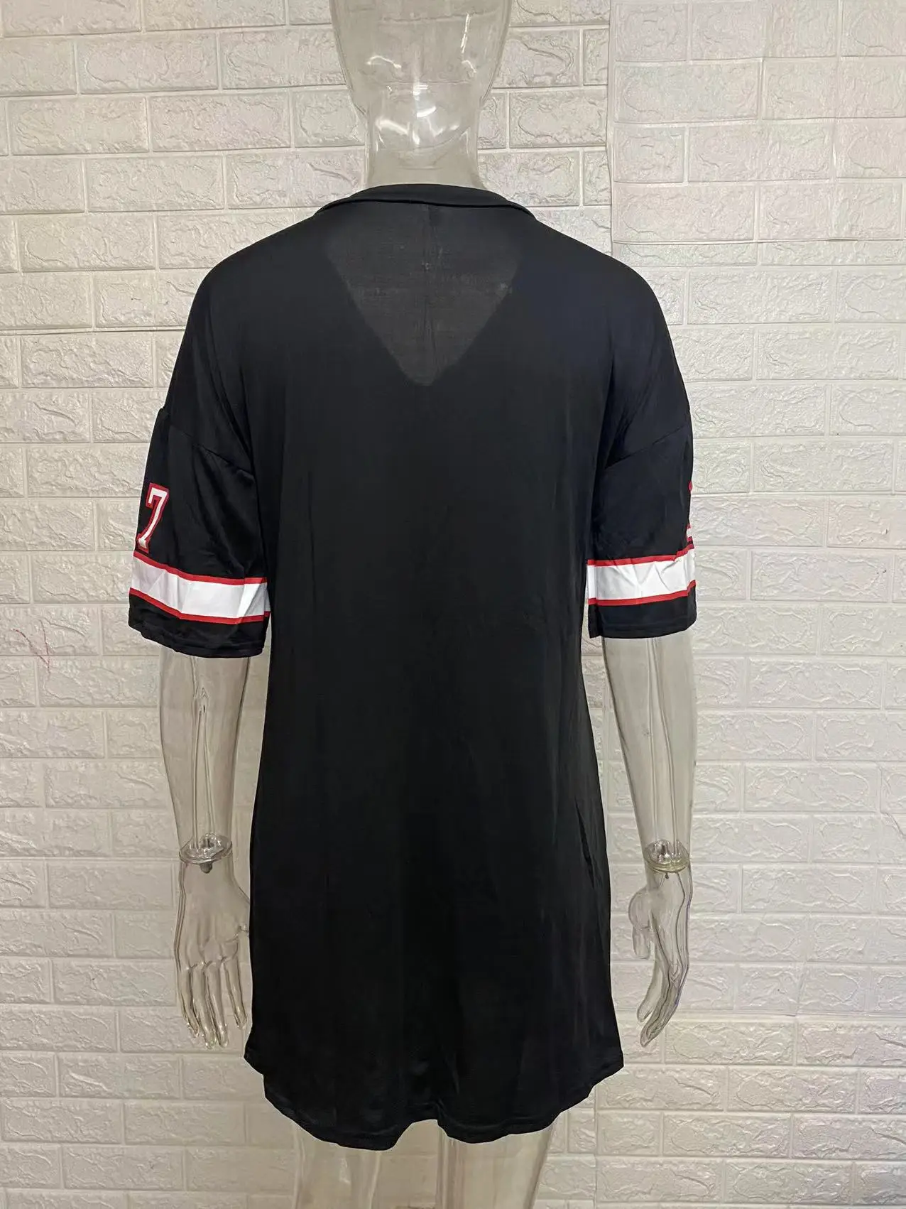 2025 New Fashion V-Neck Queen Letters Print Dress Short Sleeve Basketball Sporty Style Sexy Loose Female Clothing Streetwear