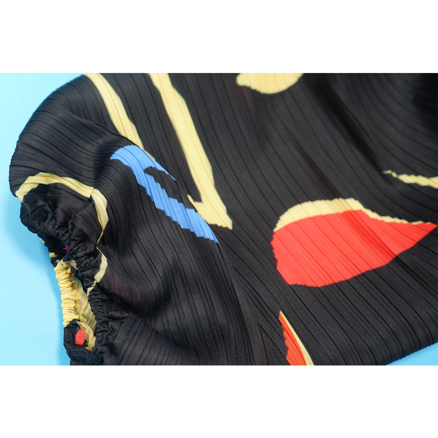 CM.YAYA Elegant Women Pleated Half Lantern Sleeve O-neck Slim Maxi Long Dress Print Fashion Autumn 2024 Ruched Dresses Vestidos
