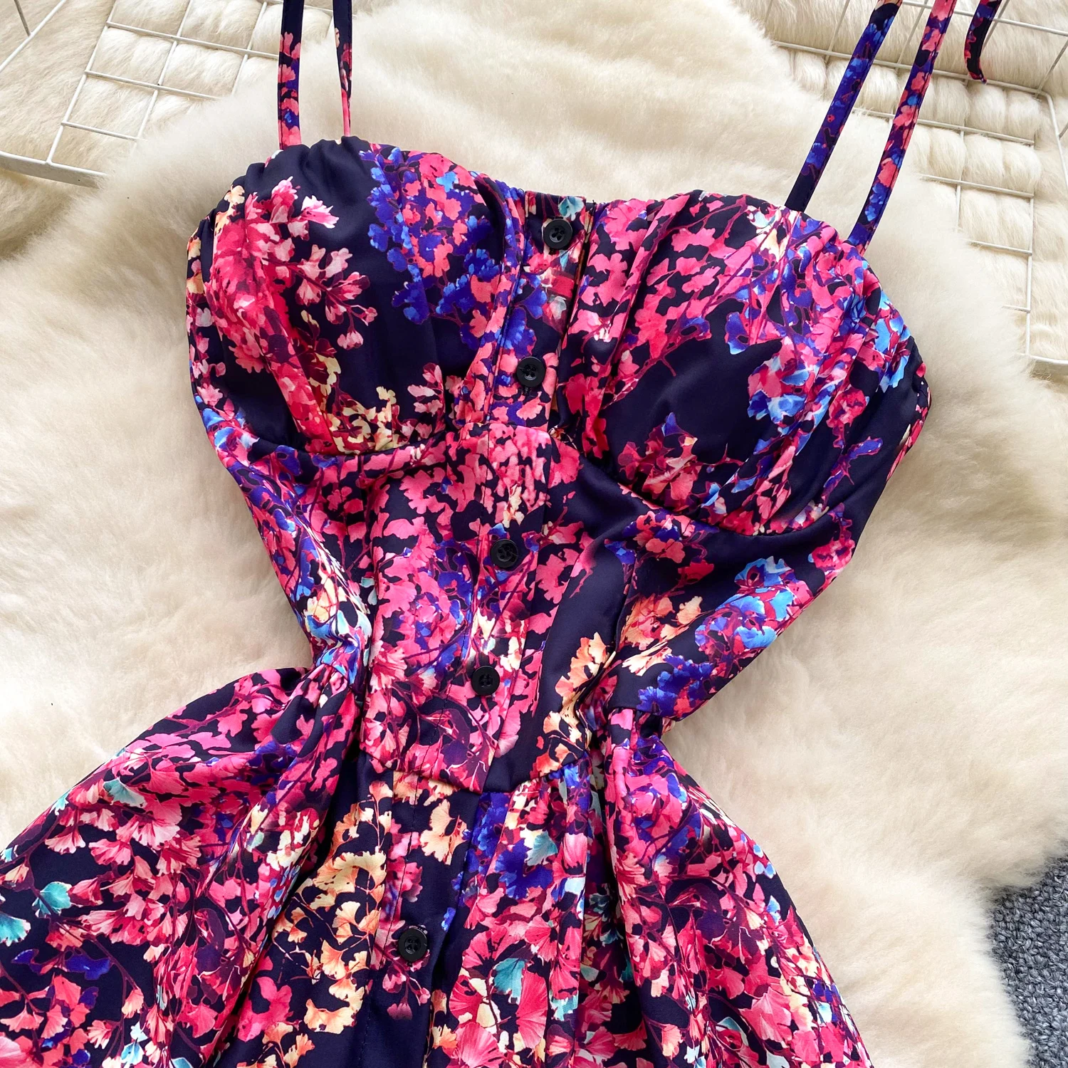 SINGREINY Lemon Print Beach Midi Dress Summer Women Spaghetti Strap A line Backless Split Korean Bohemian Floral Sundress