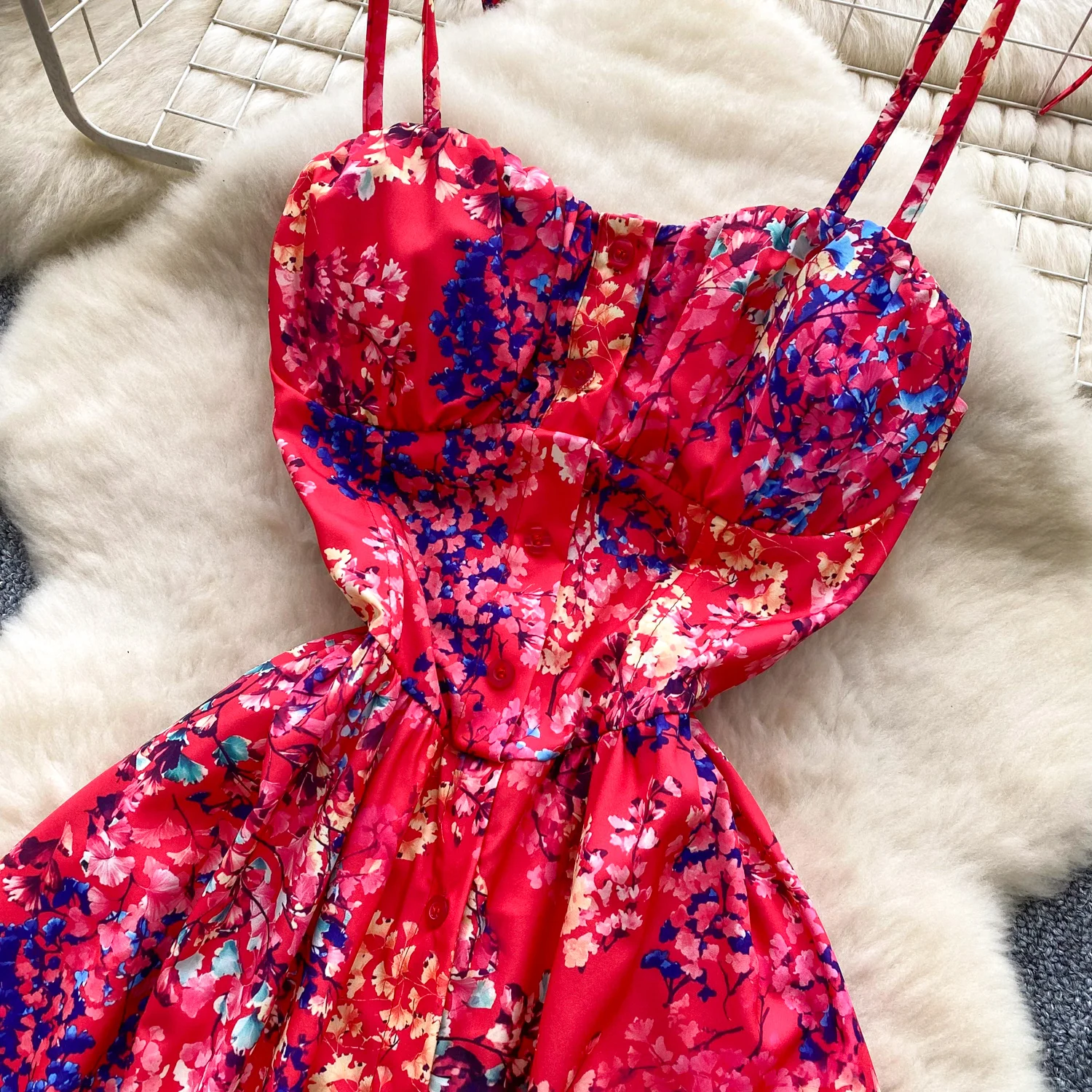 SINGREINY Lemon Print Beach Midi Dress Summer Women Spaghetti Strap A line Backless Split Korean Bohemian Floral Sundress