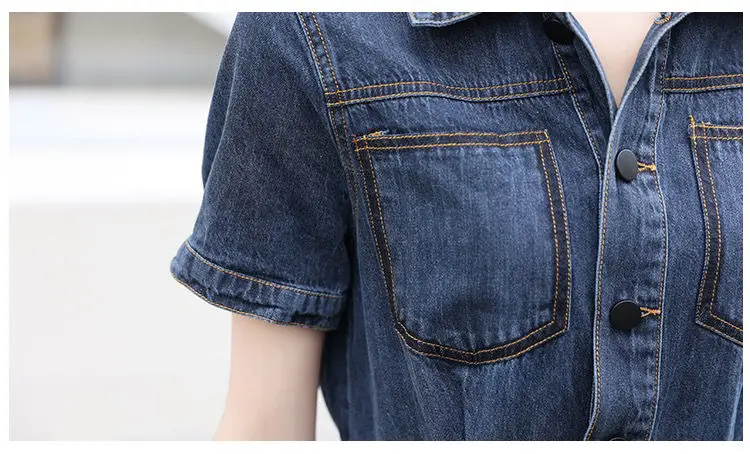 Short sleeved Denim Shirt Dress 2026 Women's New Summer Temperament Slim Dress With belt Casual Clothing