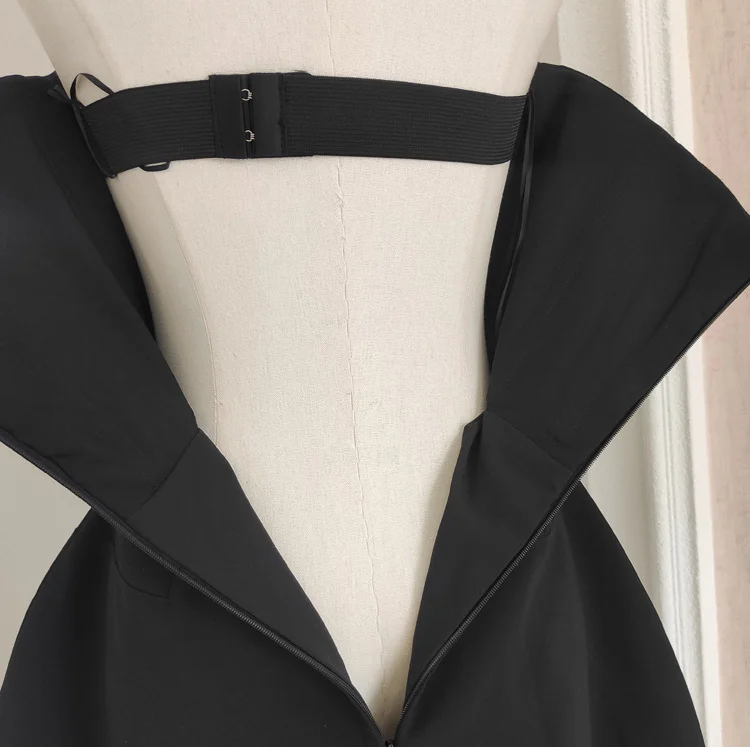 IEQJ French Style Diamond Spliced Party Mini Dresses For Women Slash Neck Sleeveless High Waist Black Female Dress 2026 3WQ6859