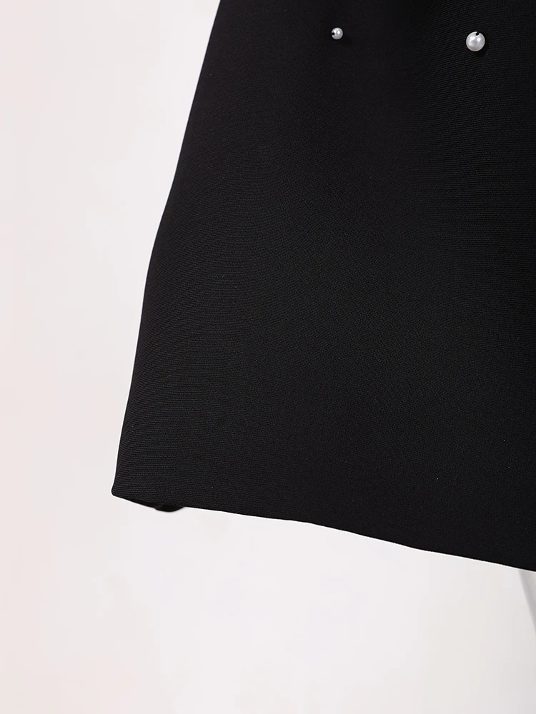 IEQJ French Style Diamond Spliced Party Mini Dresses For Women Slash Neck Sleeveless High Waist Black Female Dress 2026 3WQ6859