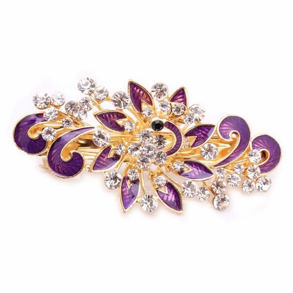 Accessories Women Girl Headwear Fashion Crystal Hair Clip Shinning Rhinestones Jewelry Peacock Hairpin