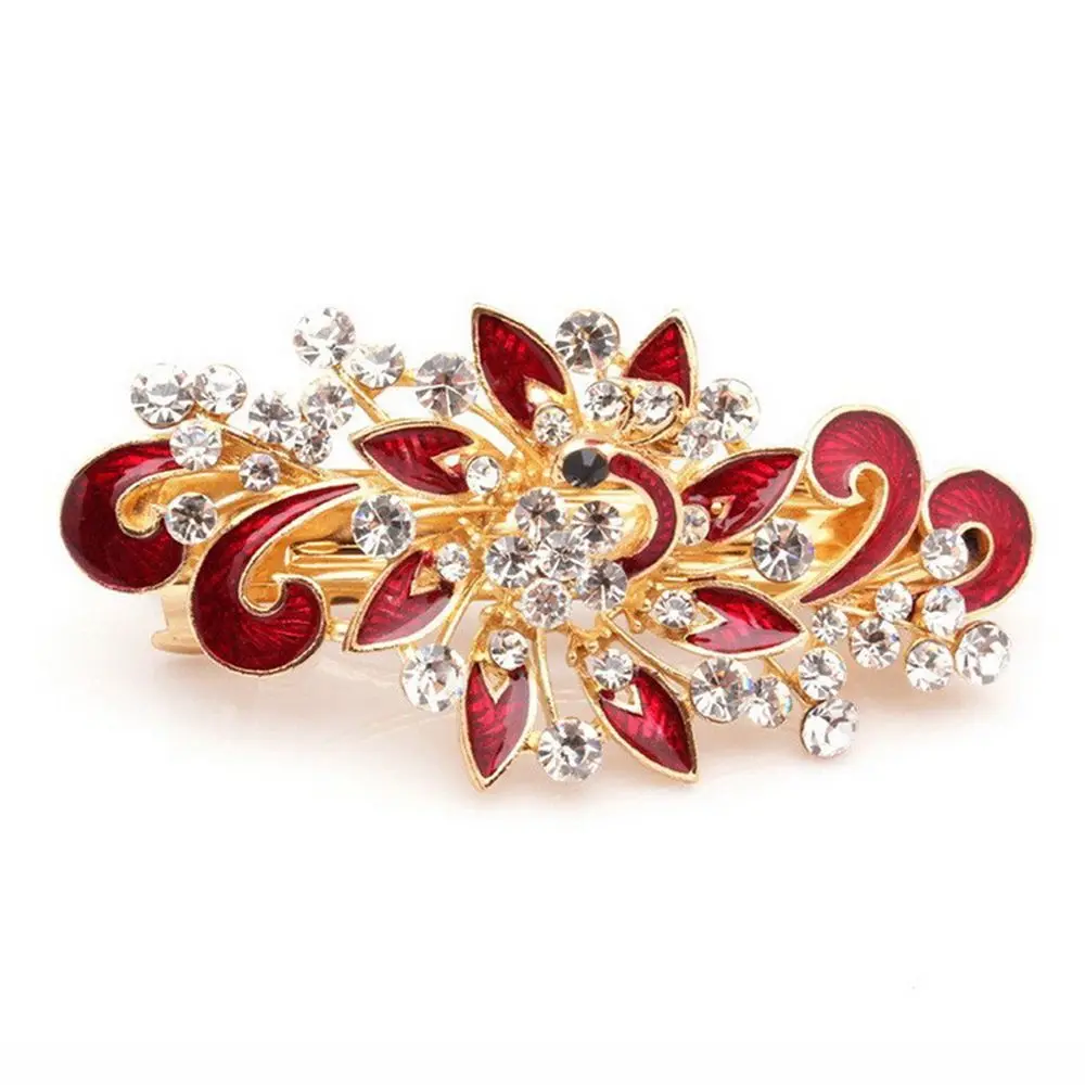 Accessories Women Girl Headwear Fashion Crystal Hair Clip Shinning Rhinestones Jewelry Peacock Hairpin