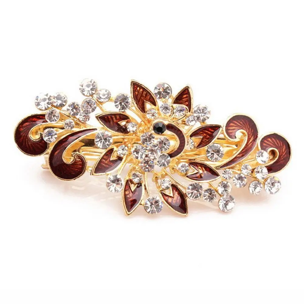 Accessories Women Girl Headwear Fashion Crystal Hair Clip Shinning Rhinestones Jewelry Peacock Hairpin