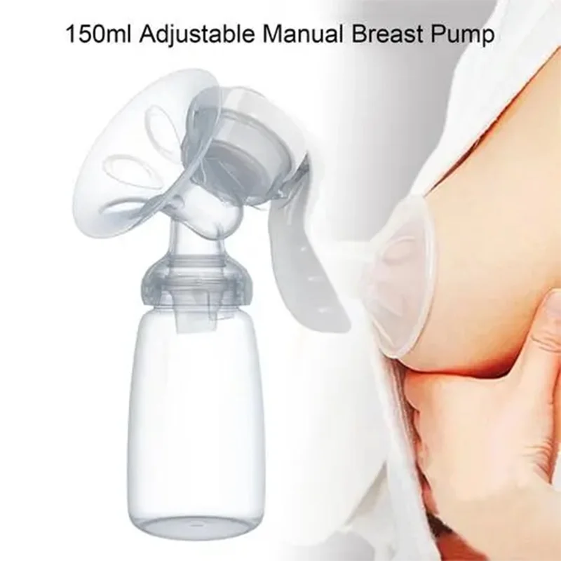 150ml Soft Breastmilk Collector Handsfree Silicone Manual Baby Breast Milk Pump 3 Level Adjustable Pressure for Breastfeeding