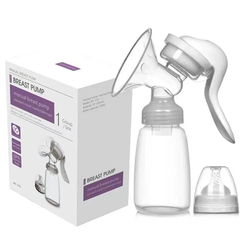 150ml Soft Breastmilk Collector Handsfree Silicone Manual Baby Breast Milk Pump 3 Level Adjustable Pressure for Breastfeeding