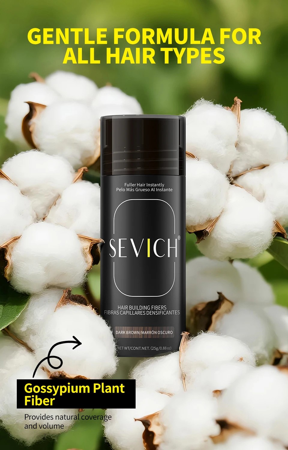 Sevich Hair Fibers Powder 25g Keratin Hair Building Fiber Thickening Powder – Instantly Thickens & Volumizes for All Hair Types