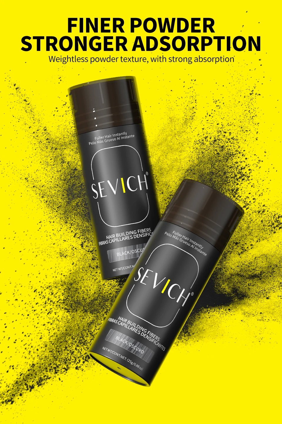Sevich Hair Fibers Powder 25g Keratin Hair Building Fiber Thickening Powder – Instantly Thickens & Volumizes for All Hair Types