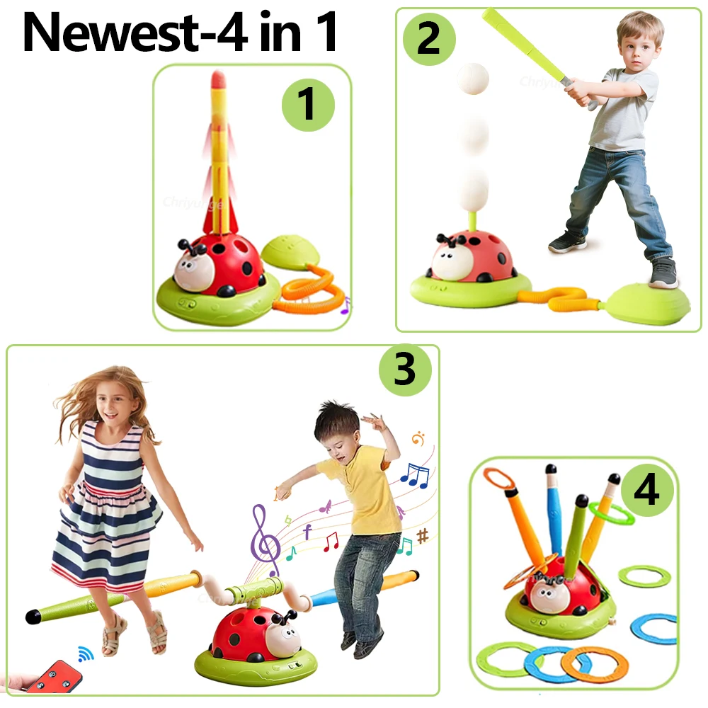 Musical Jump Sports Toys Multifunction Toss Ring Game Toy and Shooting Launcher for Kids Fitness Training Home Outdoor Game