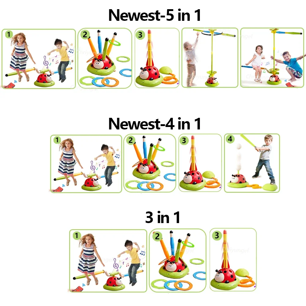 Musical Jump Sports Toys Multifunction Toss Ring Game Toy and Shooting Launcher for Kids Fitness Training Home Outdoor Game