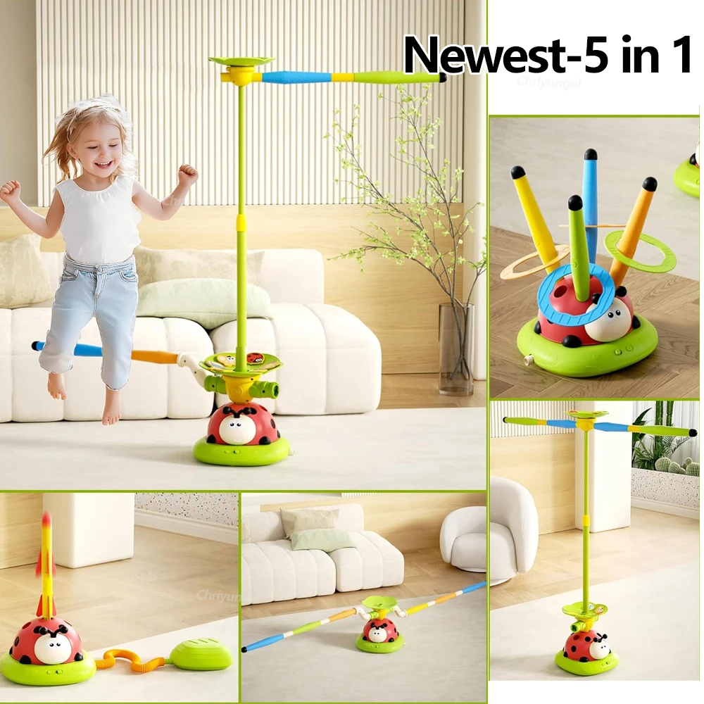 Musical Jump Sports Toys Multifunction Toss Ring Game Toy and Shooting Launcher for Kids Fitness Training Home Outdoor Game