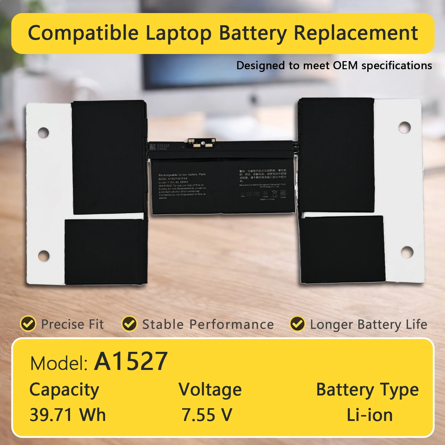 PowerHub A1527 7.55V 39.71Wh 5263mAh Laptop Battery For Apple MacBook 12 A1534 Early 2015 MacBook8,1 A1705 MF855 MJY32