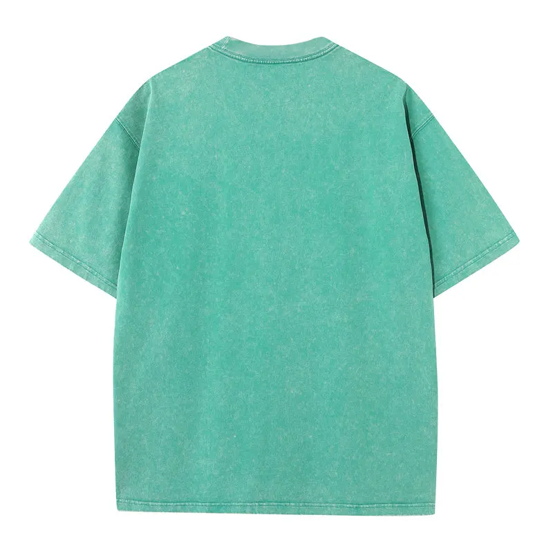 Summer 230g Retro Heavyweight Pure Cotton Round Neck T-shirt Custom Washed Loose Short Sleeved Oversize Men Top