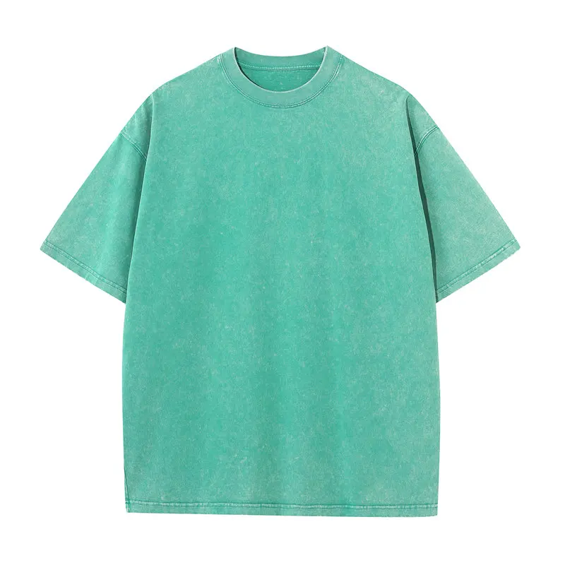 Summer 230g Retro Heavyweight Pure Cotton Round Neck T-shirt Custom Washed Loose Short Sleeved Oversize Men Top