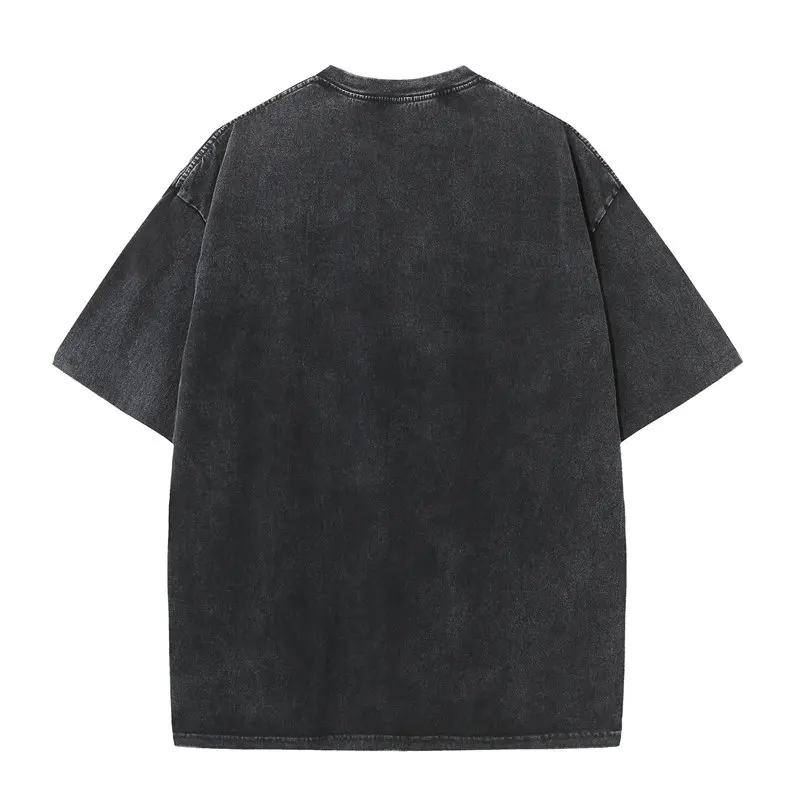 Summer 230g Retro Heavyweight Pure Cotton Round Neck T-shirt Custom Washed Loose Short Sleeved Oversize Men Top