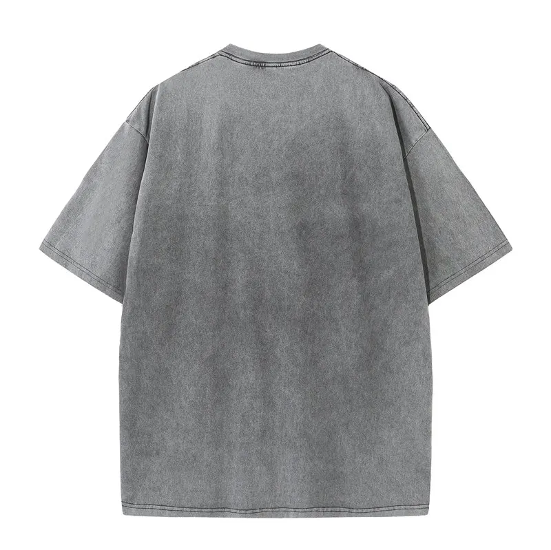Summer 230g Retro Heavyweight Pure Cotton Round Neck T-shirt Custom Washed Loose Short Sleeved Oversize Men Top