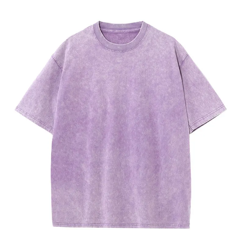 Summer 230g Retro Heavyweight Pure Cotton Round Neck T-shirt Custom Washed Loose Short Sleeved Oversize Men Top