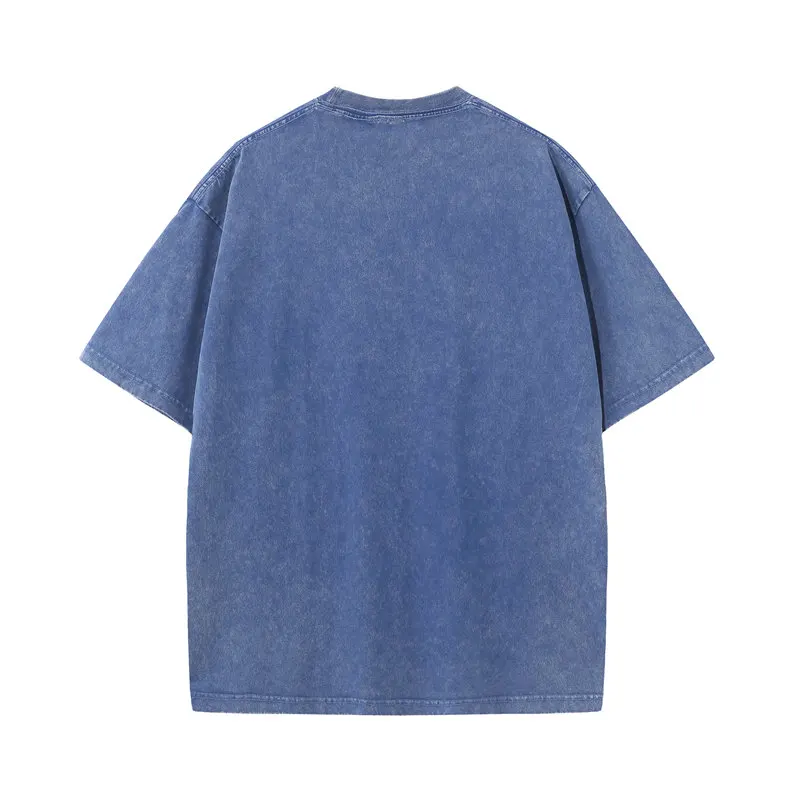 Summer 230g Retro Heavyweight Pure Cotton Round Neck T-shirt Custom Washed Loose Short Sleeved Oversize Men Top