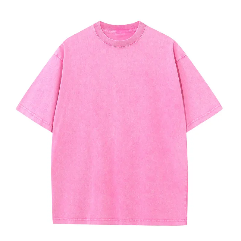 Summer 230g Retro Heavyweight Pure Cotton Round Neck T-shirt Custom Washed Loose Short Sleeved Oversize Men Top
