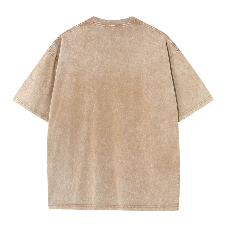 Summer 230g Retro Heavyweight Pure Cotton Round Neck T-shirt Custom Washed Loose Short Sleeved Oversize Men Top