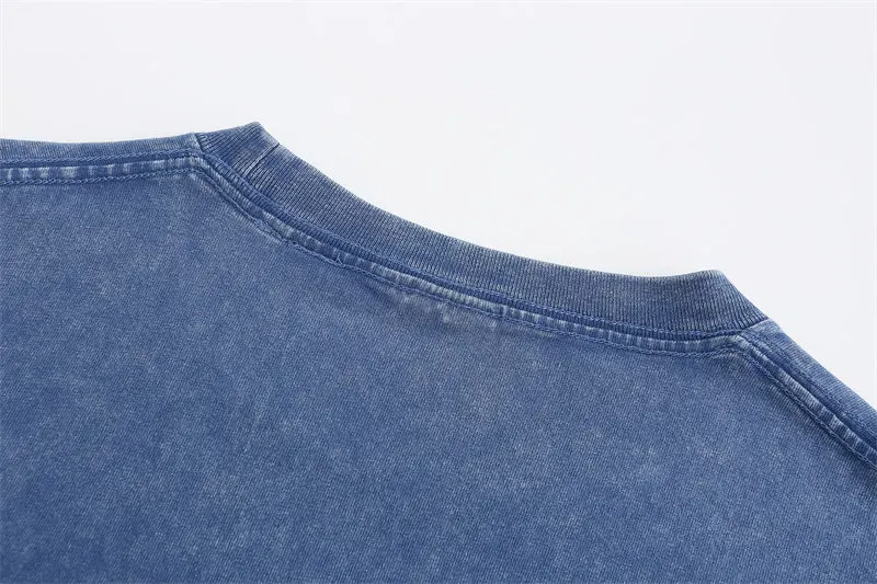 Summer 230g Retro Heavyweight Pure Cotton Round Neck T-shirt Custom Washed Loose Short Sleeved Oversize Men Top