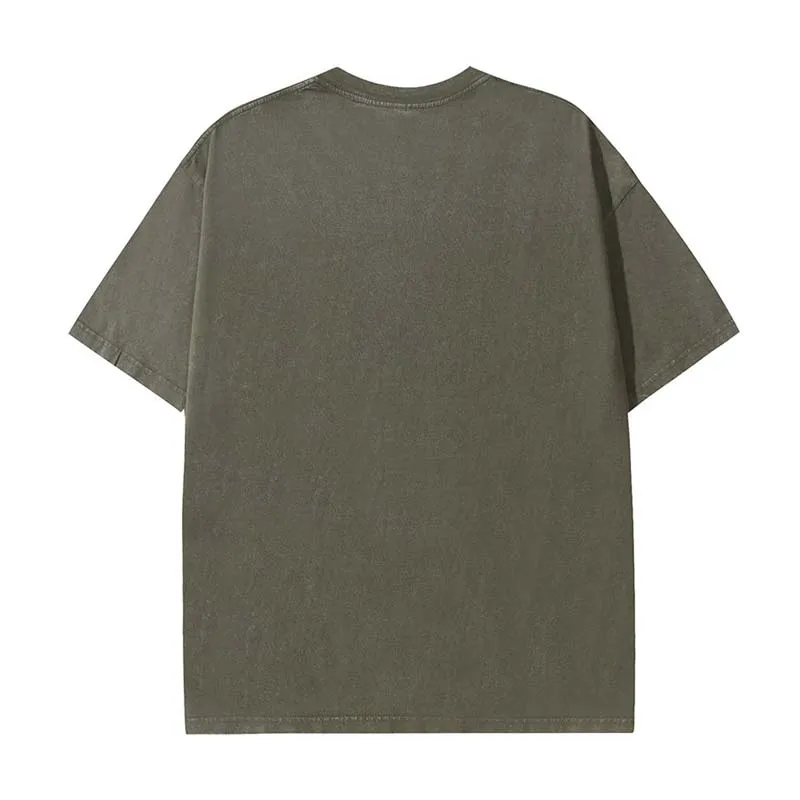 Summer 230g Retro Heavyweight Pure Cotton Round Neck T-shirt Custom Washed Loose Short Sleeved Oversize Men Top
