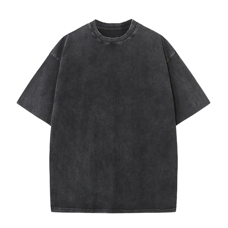 Summer 230g Retro Heavyweight Pure Cotton Round Neck T-shirt Custom Washed Loose Short Sleeved Oversize Men Top