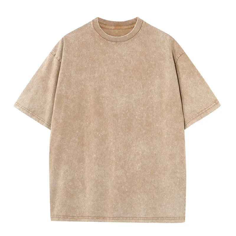 Summer 230g Retro Heavyweight Pure Cotton Round Neck T-shirt Custom Washed Loose Short Sleeved Oversize Men Top
