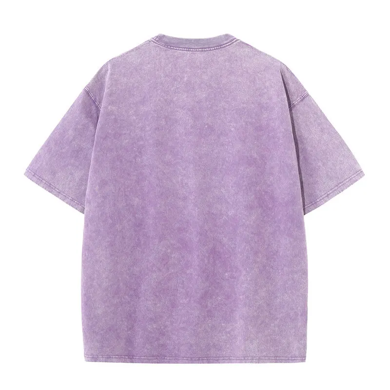Summer 230g Retro Heavyweight Pure Cotton Round Neck T-shirt Custom Washed Loose Short Sleeved Oversize Men Top