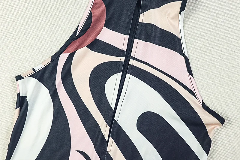 Zebra Print Jumpsuit Women o-Neck Sexy Hollow Off shoulder Sleeveless Skinny Peach Hip Hottie Street Fashion Overalls