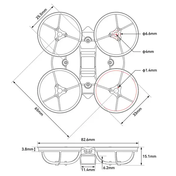 BETAFPV Air65 II Brushless Whoop Frame 2.65g Weight 65mm Wheelbase PP Material