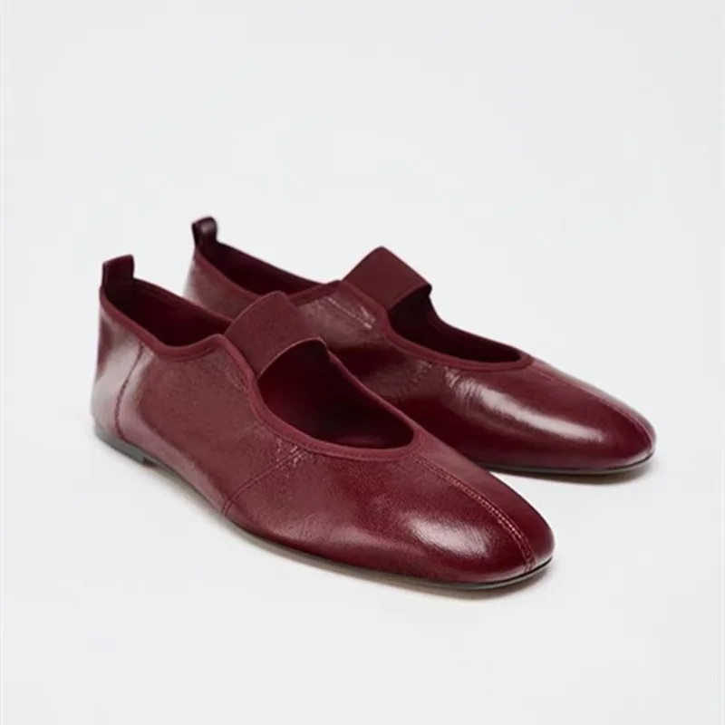 Hlieny Fashion Soft Leather Square Toe Women Ballet Flats Spring Autumn Comfortable Walking Lazy Loafers Casual Girls Dance Shoe