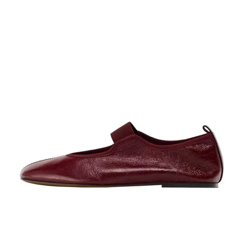 Hlieny Fashion Soft Leather Square Toe Women Ballet Flats Spring Autumn Comfortable Walking Lazy Loafers Casual Girls Dance Shoe