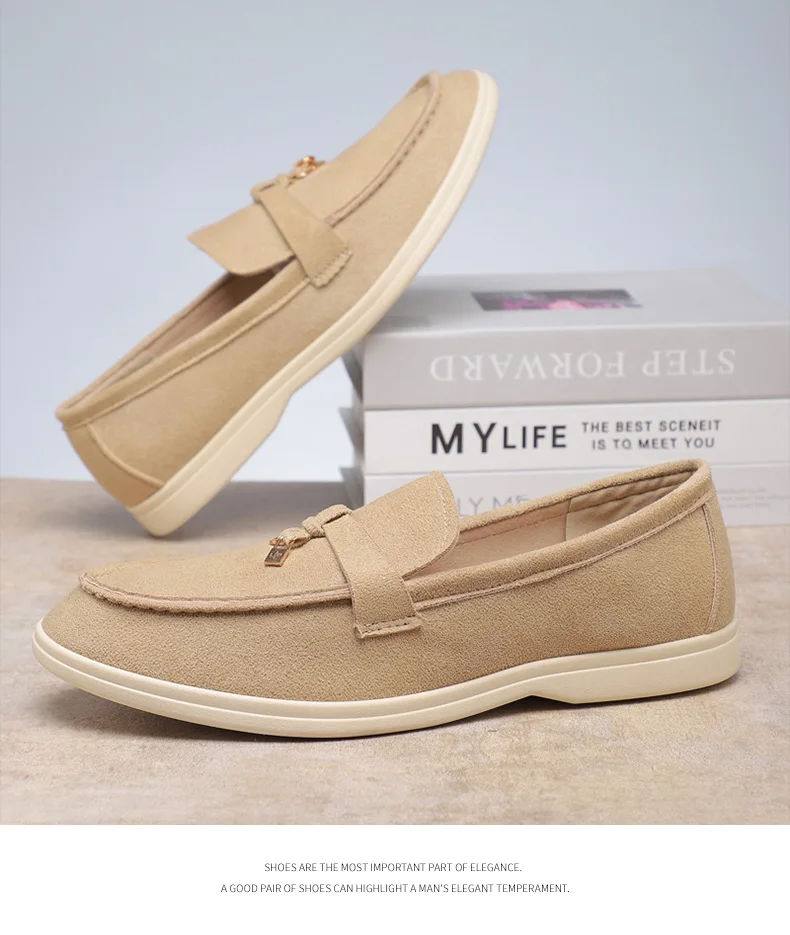 New Shoes for Man Suede Leather Casual Shoes Fashion Tassels Flat Driving Shoes Street Cool Lace-up Loafers