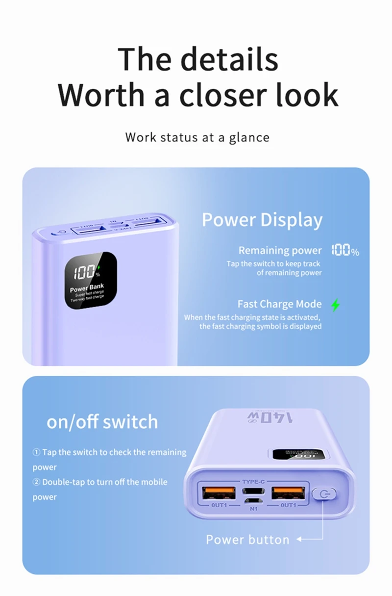 140w Power Bank 500000mah High Capacity Super Fast Charging Pd 20w Ccc Portable Battery Charger For Iphone Samsung Xiaomi 2026