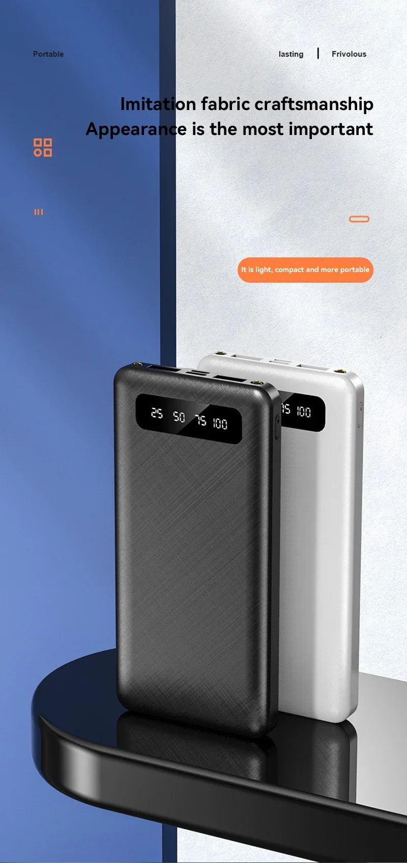 New 200000mAh PowerBank 120W Super Fast Charging High Capacity Portable External Battery With LED Digital Display For IPhone
