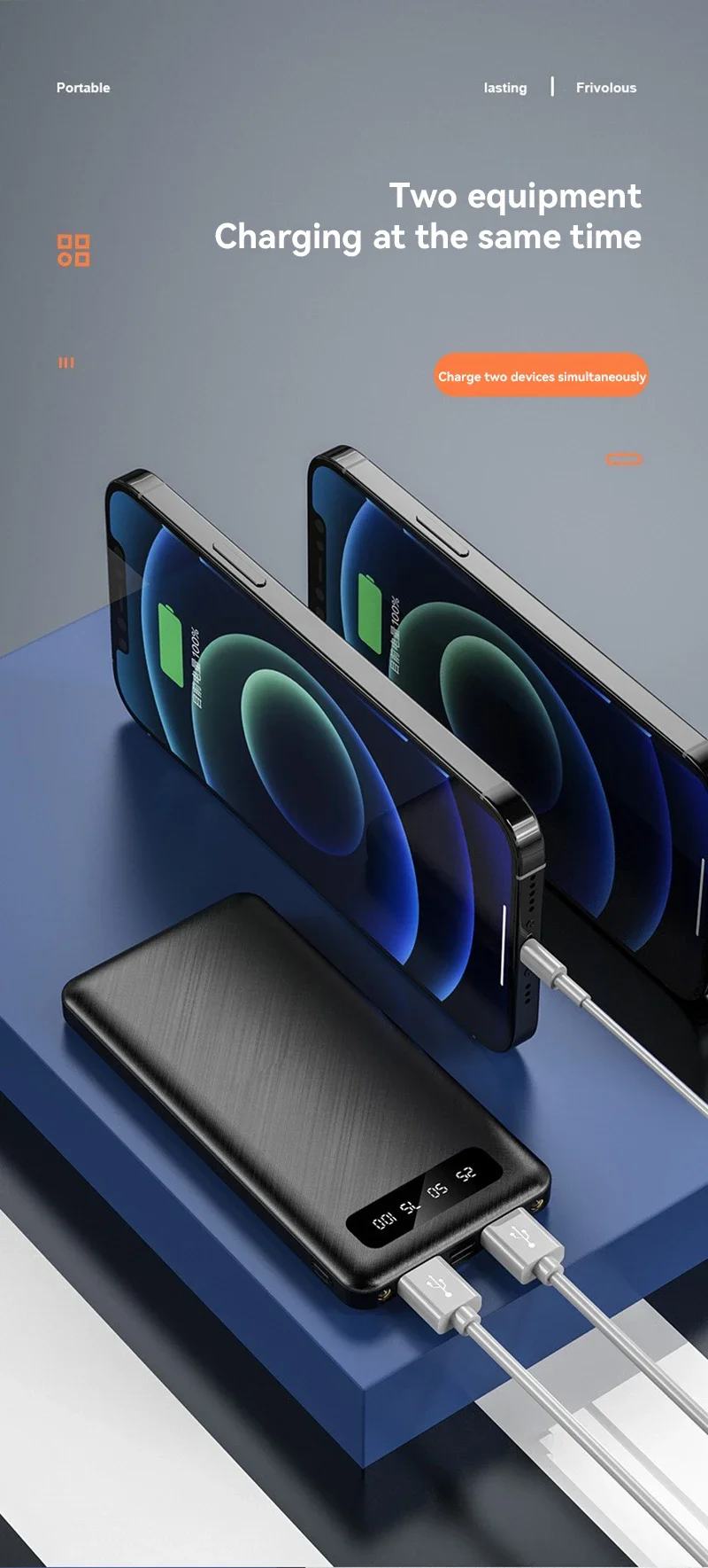 New 200000mAh PowerBank 120W Super Fast Charging High Capacity Portable External Battery With LED Digital Display For IPhone