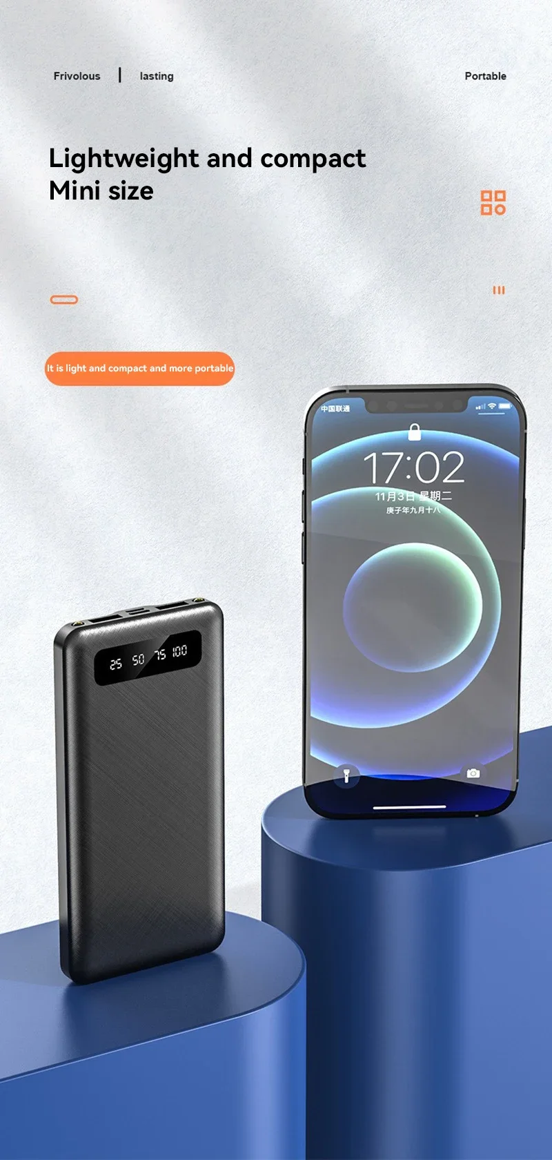 New 200000mAh PowerBank 120W Super Fast Charging High Capacity Portable External Battery With LED Digital Display For IPhone