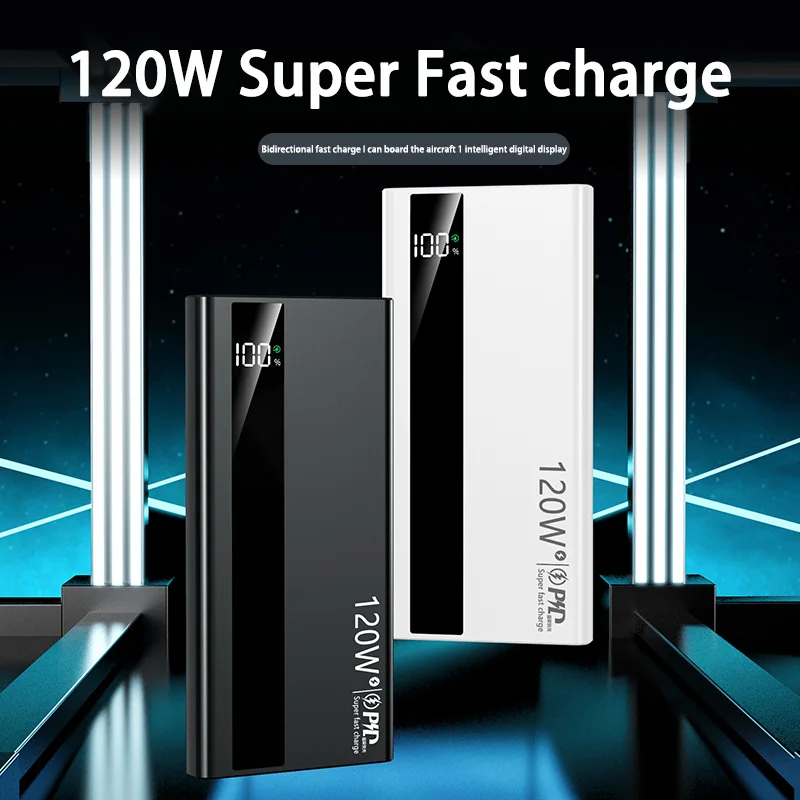 New 120W 200000mAh High Capacity Power Bank Super Fast Charging Power Bank Portable Battery Charger For iPhone Samsung Huawei